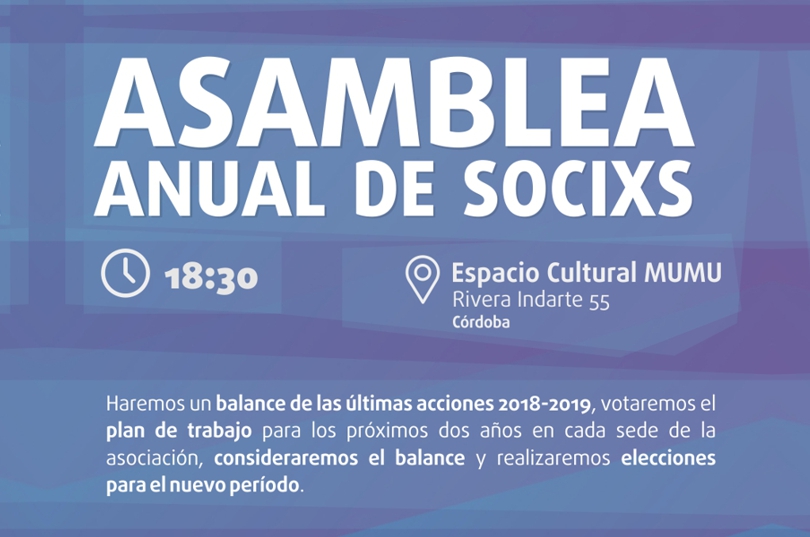 Llamado a asamblea anual 2019 en sede Córdoba